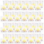 Mumufy 48 Pcs Assorted Votive Candle Holder Ribbed Clear Glass Tea Lights Candle Holder for Table Centerpiece Wedding Home Festival Party Decoration