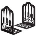 Book Ends,Metal Bookend,Bookend Decorative Heavy Book Ends for Shelves, Home Decorative Bookends for Heavy Books,Non-Skid Black Book Holder for Kitchen Housewarming Cooking Lover Gifts - style: Kitchen2