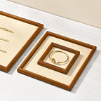 Jewelry Display Tray for Ring Earrings Necklace Bangle Solid Wood Jewelry Dish Tray Catchall(M,Beige) - color: Beige, size: 18 * 20 * 1.5cm