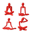 Abstract Human Figure Sculpture, Red Acrylic Modern Art Decor Statue, 4-Piece Set for Living Room, Entryway, Shelf & Office