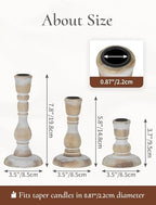 Wooden Candlestick Holders Rustic: Farmhouse Wood Taper Candle Holders Boho Candle Sticks Holder Fall Decor for Dinning Table Mantle Party Holiday Christmas Wedding Home Set of 6 - size: 3.7"/5.8"/7.8" H - 6Pcs