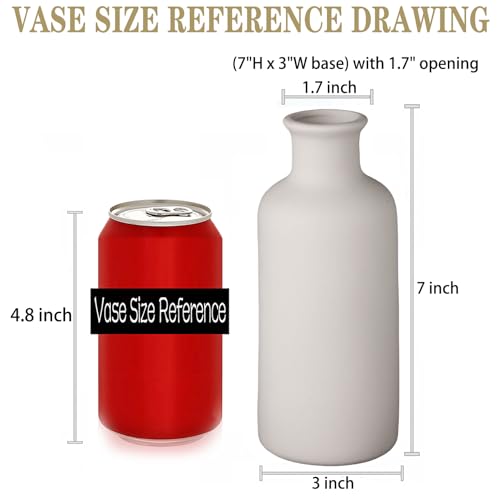 Ceramic Small Vase, Dry Flower Vases Minimalism Style for Modern Table Shelf Fit Fireplace Bedroom Kitchen Living Room Home Decor (White, Large) - color: White, size: Large