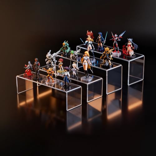 Acrylic Display Riser Stand of 4pcs, 5mm Thickness, 12'' Length Tierd Display Stands, Acrylic Shelf Risers for Perfume Display,Risers for Buffet Table,Cupcake Stand,Pop Figurines,Tumbler,Food - size: 4PCS