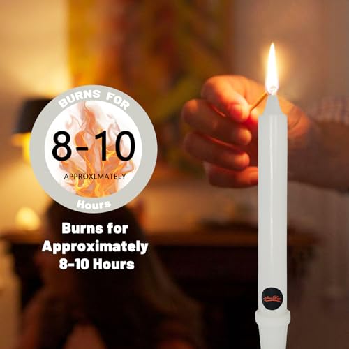 NJAO HOO White Candlesticks 8 Inch Unscented Taper Candle Dripless Handmade Colored Candles for Home Decor Dinner Table Kitchen and Bedroom, 4 Pack - color: White, size: 8 In