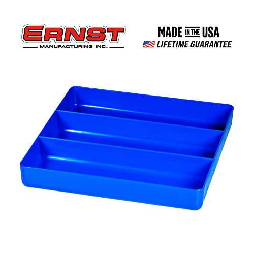 Ernst Manufacturing Toolchest Tray: Stackable Garage Organizer Tray in Blue with 3 Compartments - For Trades, Mechanics, Electricians, Plumbers, Household Use, Hobbies - Heavy Duty - Made in the USA - color: Blue, size: 3-Compartments