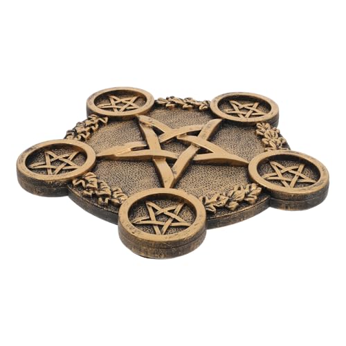Star Candle Holder Pentacle Altar Plate Resin Tealight Holder Tray Witchcraft Altar Supplies for Witchcraft Wiccan Tarot Supplies