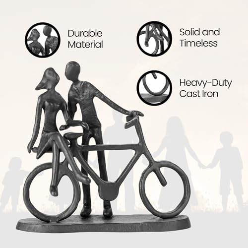 Bicycle Themed Gifts - Bike Couple Figurine Statue Black Hand Sculptures for Living Room Bicycle Wall Decor Iron Love Sculpture - style: bicycle