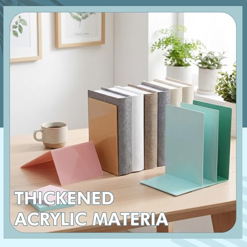 6 Pack Acrylic Bookends, Thickened Colorful Book Ends for Shelves, Assorted Colors, Stable Non-Slip Book Stoppers for Home Office Classroom Organization(Modern Bohemian Colors) - color: Modern Bohemian Colors