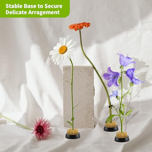 9 Pcs Flower Frogs Round Brass Flower Holder Japanese Ikebana Vase Floral Frogs Flower Arranger Flower Fixed Tools Pin for Flower Arrangement Home DIY Craft (1.34 Inch)