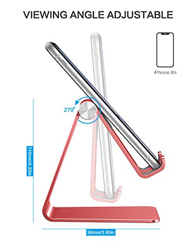 OMOTON Adjustable Cell Phone Stand, C2 Aluminum Desktop Phone Holder Dock Compatible with iPhone 15 14 13 Xs XR 8 Plus 7 6, Samsung Galaxy, Google Pixel, Android Phones, Red - color: Red