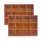 Cregugua 2 Pack Wooden Sorting Tray Grid Display Wood Divided Organizer Brown finished Section Box (12 Compartments,12.9 x 9.1 x 1.55 Inch Each Tray)