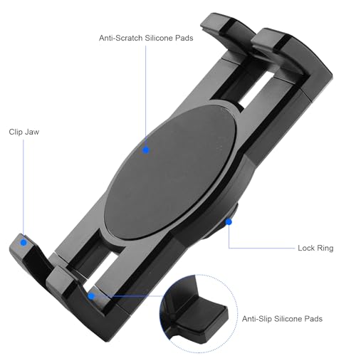 Mippko iPad Holder for Microphone Stand/Mic Music Stand,Tablet Mount Compatible with 4.7~12.9" / Nexus/LG G Pads/e-Reader/Switch/iPhone,360° Adjustable 10" Long Aluminum Alloy Arm