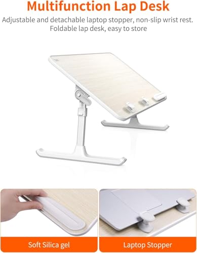 Laptop Desk for Bed, SAIJI Lap Desks Bed Trays for Eating Writing, Adjustable Computer Laptop Stand, Foldable Lap Table in Sofa and Couch（23.6 x 13Teak - color: Teak, size: ‎23.6 x 13 In
