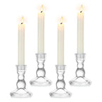 Glass Taper Candle Holders: Crystal Clear Candlestick Holders Modern Small Candle Stick Holder for Wedding Table Centerpiece Party Dinning Home Christmas Set of 4 - size: 4Pcs