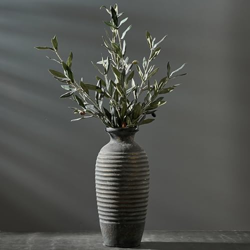 Emotionally Grounded Vase, Vaseking Large Ceramic Rustic Vase, 14.4 inch Minimalist Threaded Decorative Farmhouse Tall Vases for Home Decor, Living Room, Enterway, Table Decoration, Bronze - color: 19151-blue Bronze, size: 14.4"
