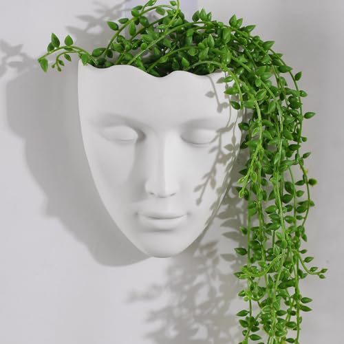 Ceramic White Face Vase, Drainage Hole, Modern Design, Suitable for Home, Office, Outdoor Decor - color: White-color