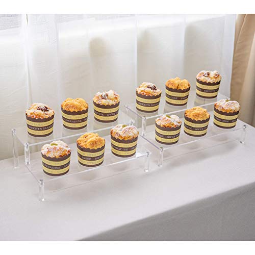 BYCY 2 Pack 2-Tier Clear Acrylic Display Stand Display Shelf for Dessert Jewels Figurines, Clear Cupcake Stand - 2 Pack ( 12" * 6.9" * 4.25" ) - color: Clear, size: 2 Tier - 2 Pack