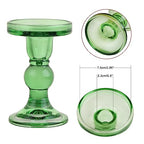 6-Piece Set of Green Glass Candlestick, Crystal Candlestick Holder Holder and Conical Candle, Christmas Candle Holder Decoration, Family Living Room Wedding Candle Holder (green2sets) - color: Green2sets