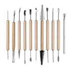 S & E TEACHER'S EDITION 11 Pcs Pottery & Clay Sculpting Tools, Double-Sided, Ceramics Tools Smooth Wooden Handles for Trimming, Embossing Pattern. - size: 11 PCS