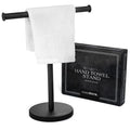 Luxury Hand Towel Holder Stand with Heavy Weighted Base, Matte Black Towel Rack, T-Shape, Freestanding Towel Stand for Bathroom Vanity or Kitchen Countertop, Waterproof Counter Organizer - color: Matte Black