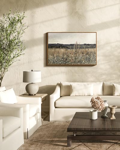 InSimSea Framed Canvas Wall Art Vintage Decor, Large Wall Art, Meadow with Flowers Landscape Wall Art Prints, Modern Farmhouse Cottagecore Bedroom Bathroom Office Decoration, 20"x30" - color: Champ Fleuri, size: 30"L x 20"W