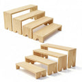 Wooden Display Stand Wood Tiered Racks, 2 Set 8 Piece Wood Display Shelf for Cupcake,Jewelry,Card, Vendor Events, Table Shelves Wooden Riser Organizer Dessert Showcase-Natural - color: Natural