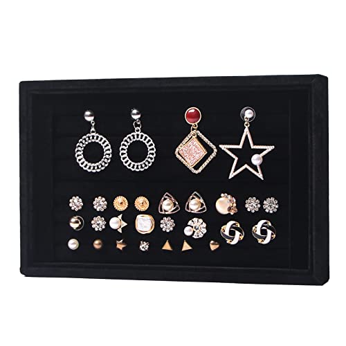 Pangkeep Ring Holder Display Tray Jewelry Organizer Stands for Selling Rings Earrings Show (Black) - color: Black