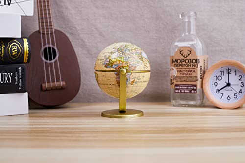Annova Mini Antique Globe 4-inch / 10 cm - Swivels in All Directions Educational, Decorative, Unique, Small World, Desktop, Vintage (Mini Globe 4") - color: Brown Mini 4 inch