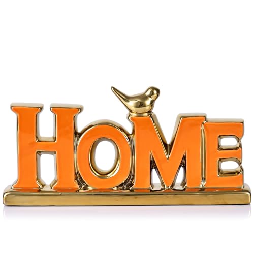 XMGZQ Love Sign Decoration,Orange and Gold Love Signs for Home Decor,Small Bird Sculpture Personalized Decor,Orange Style Figurine Decorative Ornaments for Living Room,Bedroom,Desktop,Cabinets - color: Orange, style: Home