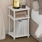 Furinno Just Turn-N-Tube Open Storage Nightstand, 1 Pack, 3-Tier, White/White - color: White/White, size: 1-Pack, style: 1-Pack
