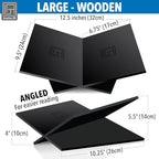 Strong Angled Modern Wood Book Stands for Display - Large Bookstand- 12.5" x 9.5" x 5.5" Wooden Bible Stand Display, Book Opener Holder - color: Black Wood, size: Large