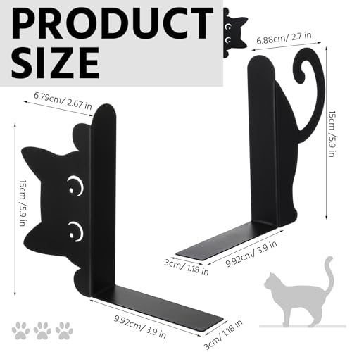 Geelin Peeping Cat Metal Bookends Set of 2 Cute Book Ends for Shelves Decorative Bookshelf Home Office Desk Bookshelf Decor Gift for Cat Lovers and Reading Enthusiasts - style: Cute Cat