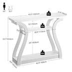 Wooden Console Table with Curved Legs and Shelf, 3-Tier Modern Accent Narrow Sofa Table for Entrance Area, Living Room, Hallway, 47 in Wide Wood Console Table for Entryway (White) - color: White