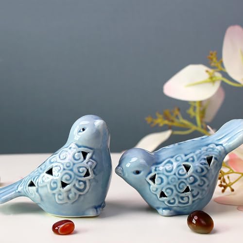 Small Animal Statues, Ceramic Bird Statues, Home Office Decor, Small Decor for Cabinet Shelves Entryway Bookcase TV Stand, Micro Landscape Accessories (Birds) - color: Birds