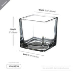 WGV 3 Inch Clear Square Cube Glass Votive Candle Holder Vase, Small Tiny Mercury Tea Light Terrarium Décor 3x3”, 1 Pc - color: Clear-square-3"
