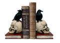 Evil Omen Raven On Skull Perch Decorative Bookend Set
