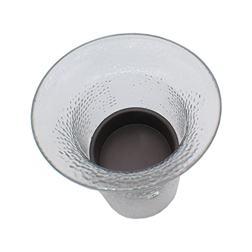 Glass Hurricane Pillar Candle Holder with Rustic Metal Insert, Perfect as a Centerpiece (Small Bubble Glass) - size: 11" Tall Bubble Glass