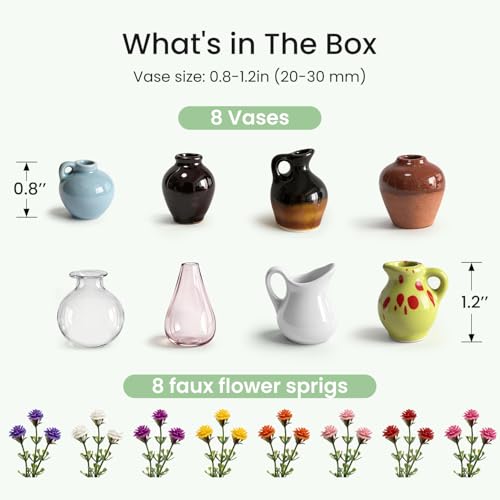 Cute Mini Ceramic Vase Magnets for Fridge, Funny Small Plant Magnets, Tiny 3D Plant Vase for Refrigerator Decoration Kitchen Locker Kitchen Office (8 Pack) - color: 8 Pack