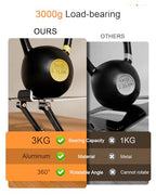 Orlian Tablet Stand Holder with Thickened 360°Rotating Base Dual Rod Adjustable Aluminum Stand for All 5.8-12.9” iPad Samsung Phone Tablet Kindle E-Reader and More, Black - color: Black