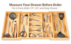 Umilife Extra Large Expandable Kitchen Drawer Organizer for Utensil and Junk, 19" Deep for Big Drawer, 19" to 33" Adjustable Bamboo Wood Drawer Divider, Cutlery Tray, Flatware Holder - style: For Utensil (19"~33" x 19")
