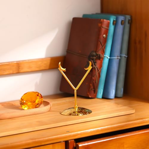 Gold 2 Pcs Heart Shape Metal Display Stand Adjustable Golden Rock Display Holder for Gemstones Minerals Agate Slabs Plates Seashell Sphere Crystal Ball Eggs Collectibles - color: Gold