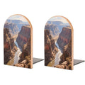 Personalized Wood Book Ends Metal Base Big Valley Landscape Printing Bookend Modern Heavy Duty Bookends for Home Or Office 1 Pair - color: Big Valley Landscape