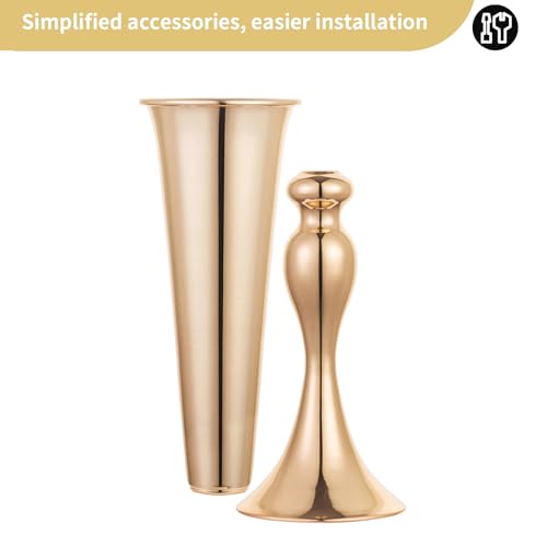 NUPTIO Gold Tall Centerpiece Table: 21.9" Trumpet Vases for Wedding Metal Flower Stand for Party Decorations Set of 2 - size: 2 Pcs
