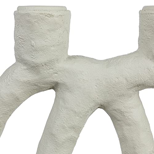 Bloomingville Modern Sculptural Double, Ivory Taper Candle Holder