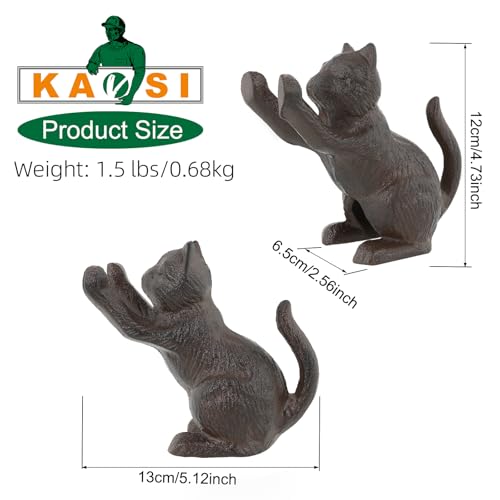 Cat Decorative Bookends, Unique Cast Iron Animal Shape Book Ends to Hold Books Heavy Duty, for Home Library Office Shelf Decoration, Vintage Antique Home Decor