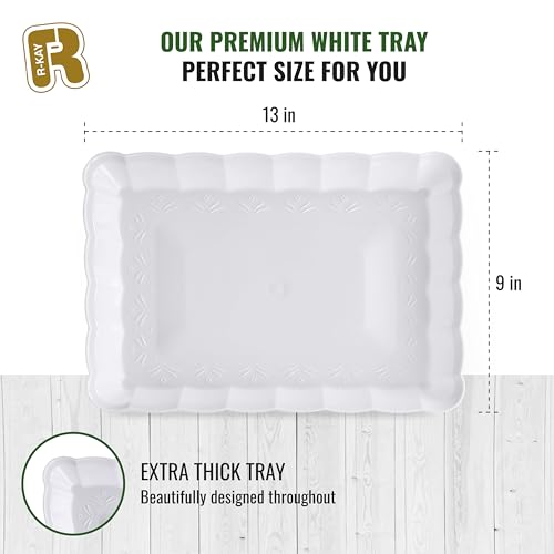 6 Pack White Serving Tray - 9 x 13 Inch, Heavy Duty White Serving Trays and Platters for Party - Premium Serving Platters - color: White