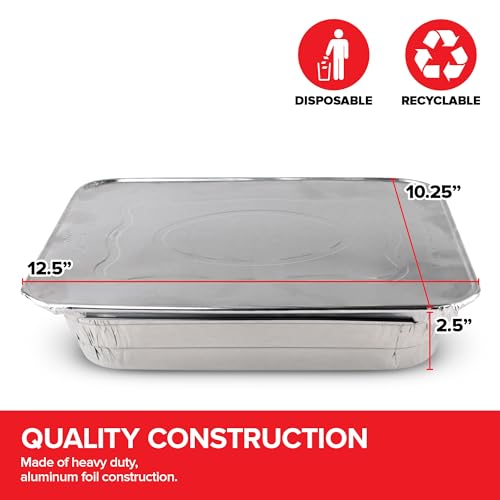 9x13 Disposable Aluminum Pans with Lids - (30 Pack) Heavy Duty Foil Pans with Lids 9x13 Foil Pan Covers, Food Catering Containers for Baking, Cooking, Heating, Storage, Stock Your Home - size: 30 Pack w/ Lids