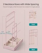 SONGMICS Jewelry Holder, Jewelry Organizer, Jewelry Display Stand with Metal Frame, Velvet Tray, Necklace Earring Bracelet Holder, for Studs, Rings, Gift Idea, Jelly Pink UJJS021R01 - color: Jelly Pink