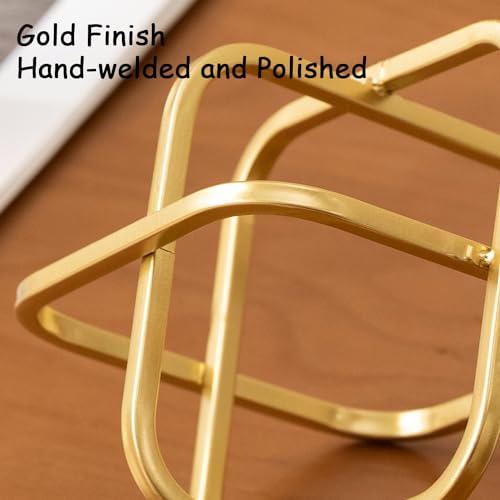5.5" Gold Metal Geometric Sculpture, Modern Square Decorative Sphere, Small Tabletop Decoration Ball for Home Office Table Shelf Living Room Bedroom Desk Decor - color: Gold Square-5.5in