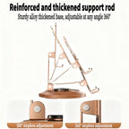 Adjustable Cell Phone Stand,360 Rotating Foldable Desktop Cellphone Stand with Anti-Slip Base Portable Phone Holder for iPhone 17 16 15 14 13 Pro Max, All Smart Phones, iPad - color: Wood grain color
